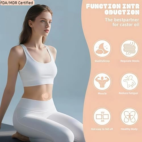 Castor Oil Patches ? FDA/MDR/CE Certified Carrier Patches for Castor Oil, Medical-Grade Self-Adhesive Pads, Disposable Organic Cotton Belly Button Patch, Portable Breathable Anti Leakage No Wash