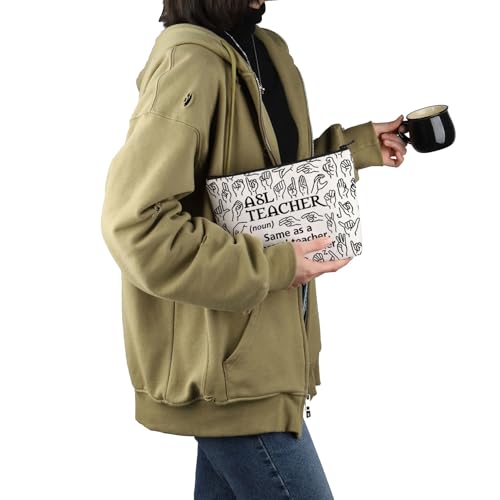 VAMSII ASL Teacher Definition Makeup Bag - American Sign Language Gift, Teacher Appreciation Gift (M)