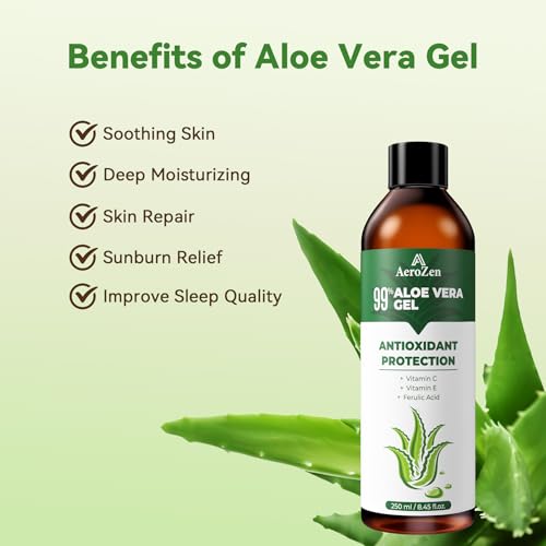 Aero Zen 99% Natural Aloe Vera Gel 8.45 Fl Oz Pack of 2 - Hydrating & Soothing