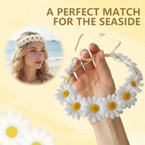 Women Sunflower Headbands Set - Boho Floral Hair Accessories for Weddings & Festivals