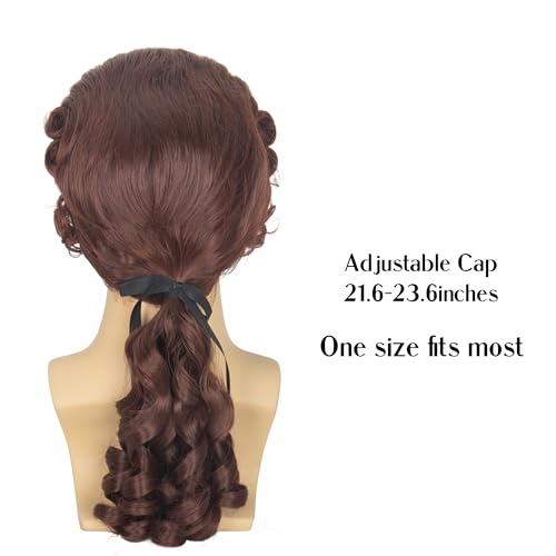 Brown Colonial Wigs for Men - Long Wavy Powdered Wig for Cosplay & Parties