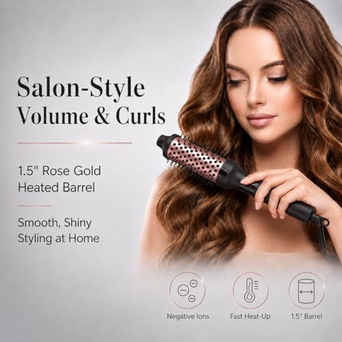 1.5-Inch Thermal Curling Brush for All Hair Types - Fast Heating, Anti-Scald