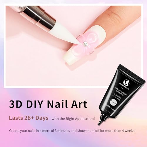3D Nail Gel and Chrome Powder Kit - Sculpting Gel for Nail Art