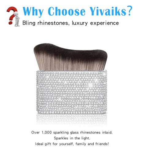 Yivaiks Large Kabuki Tanning Brush with Square White Rhinestones