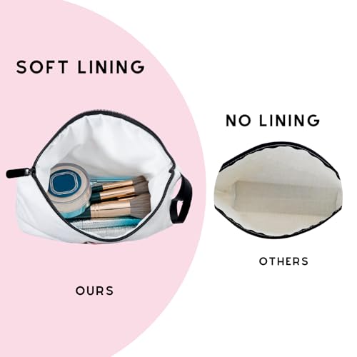SEAMOON White Personalized Makeup Bag with Mirror - Gift for Women, Friends, Bridesmaids