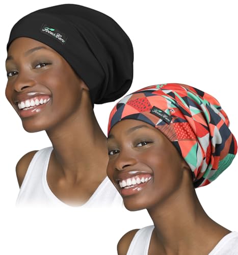 FocusCare Adjustable Satin Lined Sleep Cap for Curly Hair & Dreadlocks