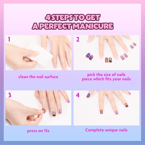 Care Bears Press-On Nails Set for Kids - 36 Pre-Glued Nails