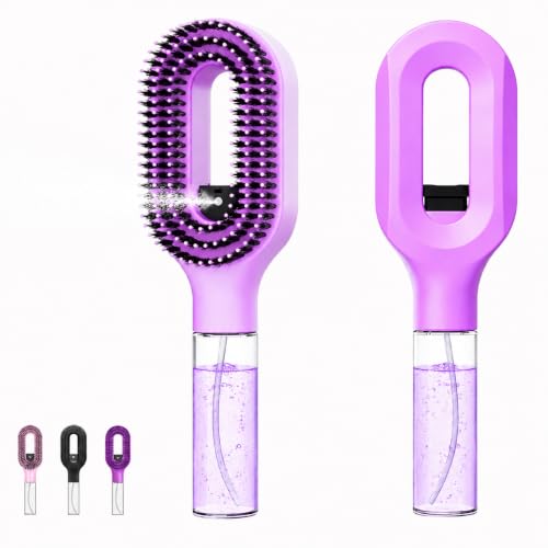 Akimomaty Hair Detangler Brush with Built-in Mist Sprayer, Purple