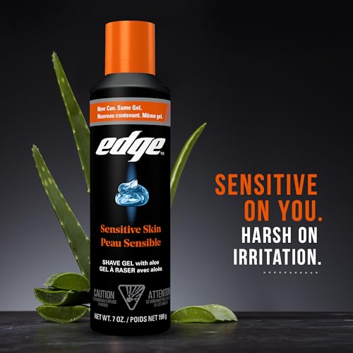 Edge Shaving Gel for Men, Sensitive Skin with Aloe, 6 Pack, Moisturizes, Protects, Soothes, Reduces Skin Irritation