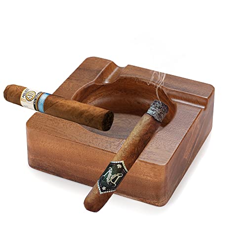 Luxury Wood Cigar Ashtray for Outdoor Patio - YUIRQIIN