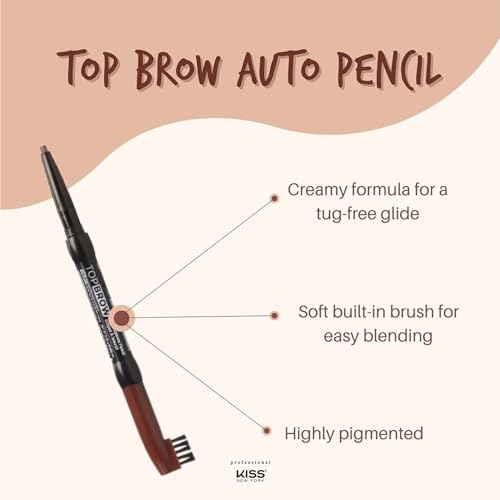 KISS Auto Brow Pencil in Dark Brown - Long-Lasting Eyebrow Definer