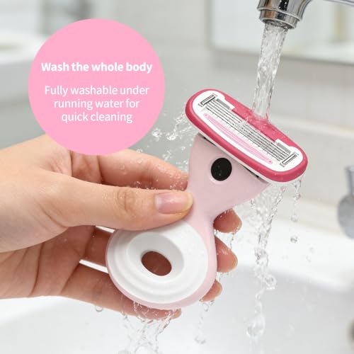 FYNEDGE Set of 2 Travel Razors for Women with Handles, Cartridges & Pink Cases