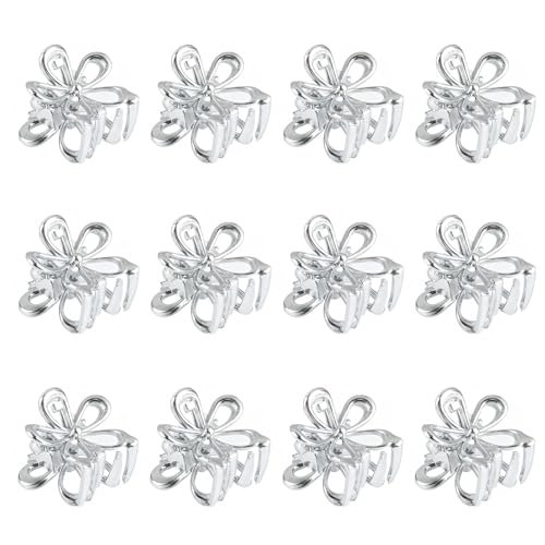 Mini Flower Hair Clips Set of 10 for Women - Elegant Metal Claw Clips