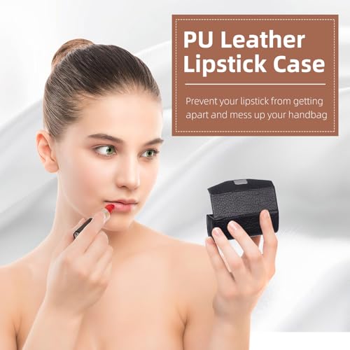 Beavorty Lipstick Case with Mirror - PU Leather Portable Cosmetic Organizer