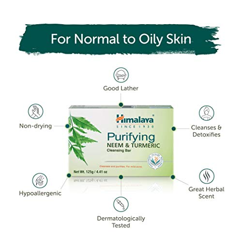 Himalaya Neem & Turmeric Cleansing Bar for Healthy Skin, 4.41 Oz (Pack of 2)