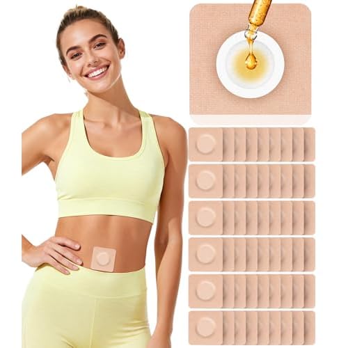 54PCS Castor Oil Patches for Belly Button, Castor Oil Pack Wrap Disposable Self-Adhesive, Organic Cotton, Leak-Proof & Breathable, No Wash - Square, Beige