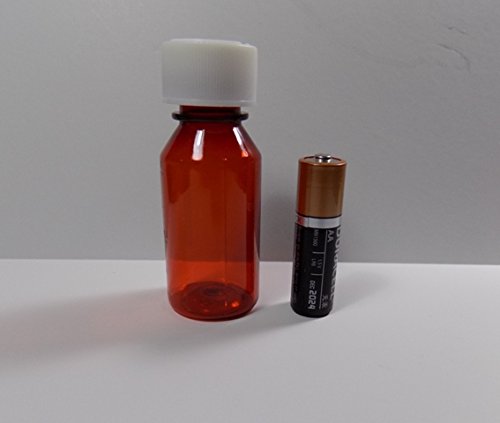 1oz Amber Plastic Travel Medicine Bottles with Child-Resistant Caps - 10 Pack