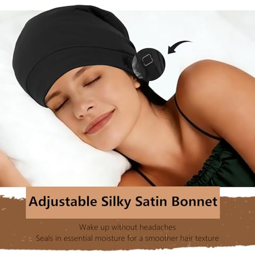 Adjustable Satin Bonnet for Curly Hair - Slouchy Sleep Cap