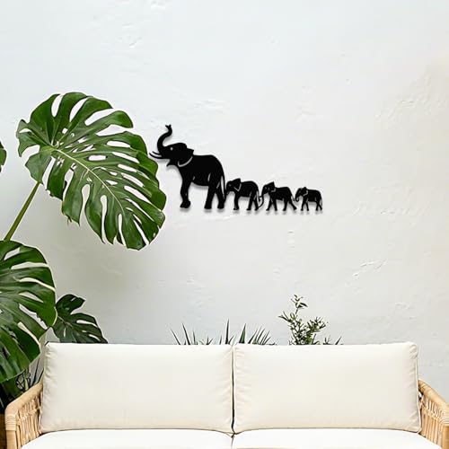 Abstract Geometric Elephant Metal Wall Art - 16x8 Inch Decor
