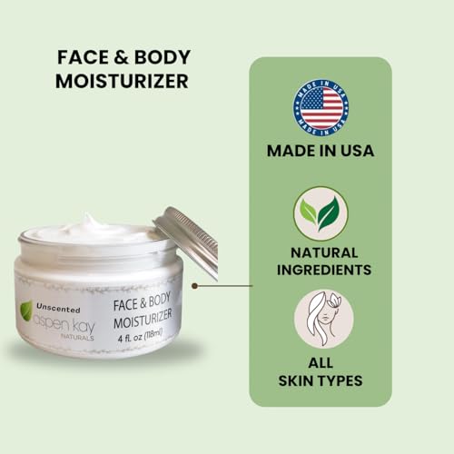 Aspen Kay Naturals Unscented Face & Body Moisturizer - Lightweight, Non-Greasy 4oz