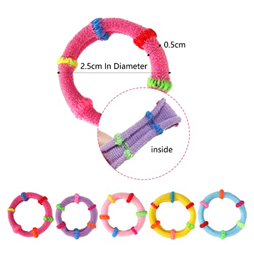 Baby Hair Ties 200PCS Soft Seamless Hair Bands for Toddlers Girls, No Hair Damage, 1 Inch, 5 Colors
