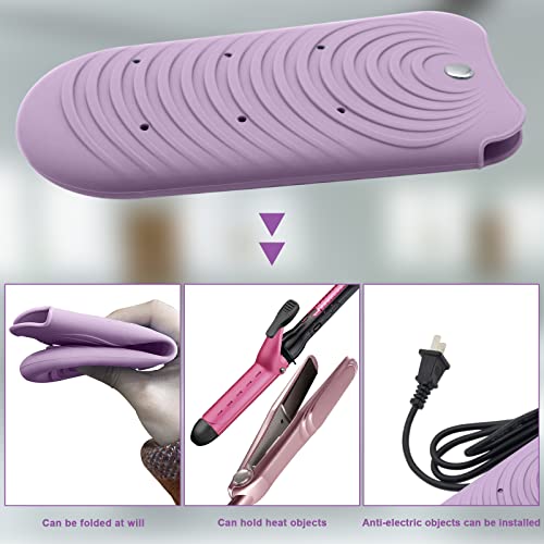 Huakaile Purple Heat Insulating Silicone Travel Mat for Hair Styling Tools