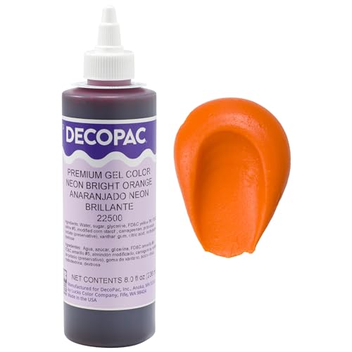 DecoPac Neon Bright Orange Gel Food Coloring - 8oz for Baking
