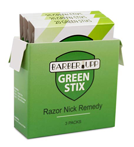 BARBERUPP Green Stix Styptic Sticks - 3 Pack for Razor Nicks Relief