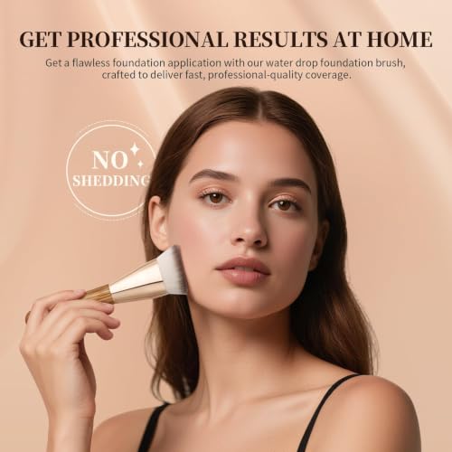 DUcare Brown Contoured Foundation Brush for Liquid & Cream Makeup - Sculpts & Defines