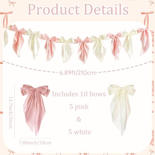 10 Pre-Strung Satin Bow Garland for Weddings, Baby Showers & Parties