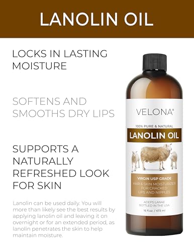 Velona Lanolin Oil - 8 Fl Oz Cold Pressed Refined USP Grade - Skin & Hair Moisturizer