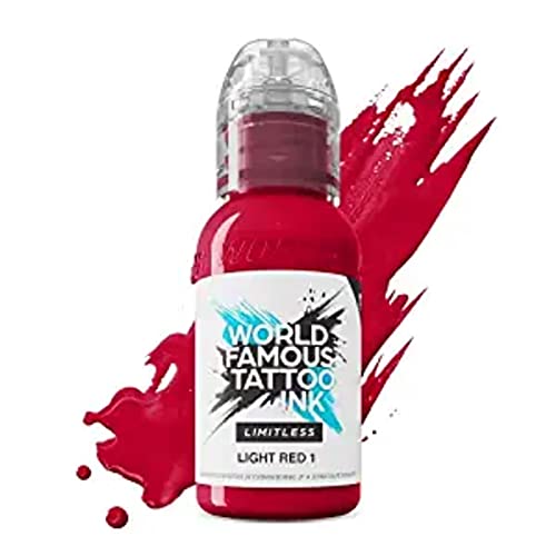 World Famous Limitless Tattoo Ink - Light Red 1, 1 oz Professional Pigment