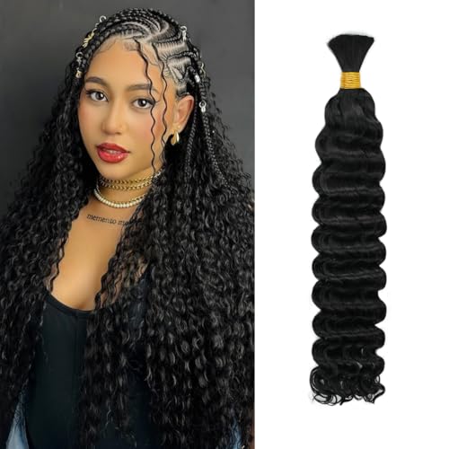 10 Inch Natural Black Deep Wave Human Braiding Hair - 1 Pack