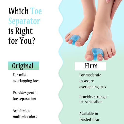 Sanpoob 10Pcs Gel Toe Spacers - Blue | Bunion Relief, Overlapping Toes Corrector