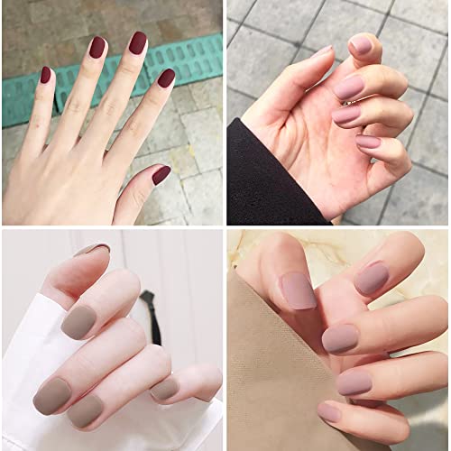 AddFavor Matte-Round Short Press-On Nails 576pcs Full Cover Fake Nail Tips for Women Girls
