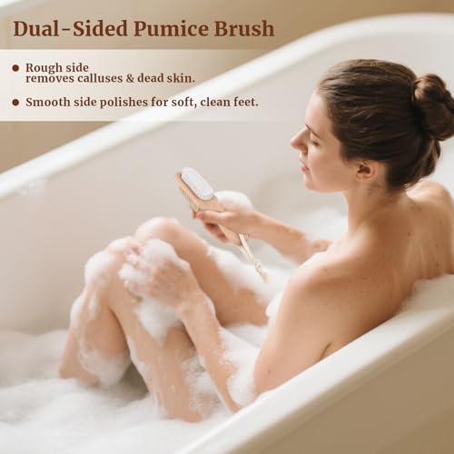 Natural Boar Bristle Dry Brush Set for Exfoliating Skin Care