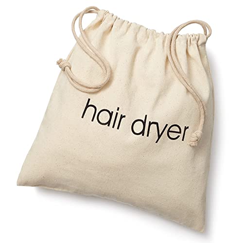 Beige Hair Dryer Storage Bag Organizer – 12" x 12" with Drawstring