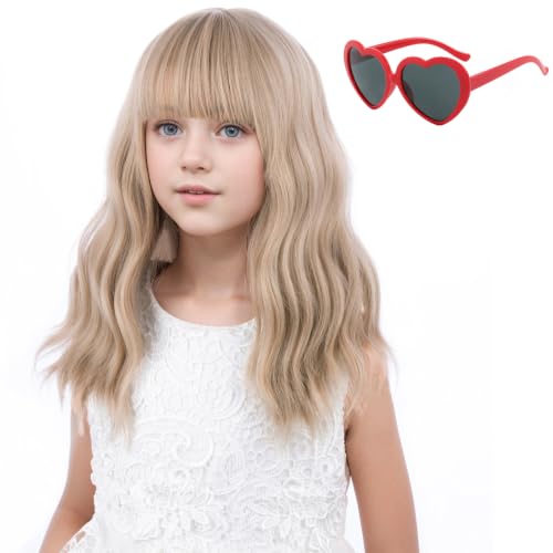 Flaxen Blonde Kids Wig with Bangs - Short Wavy Curly Style