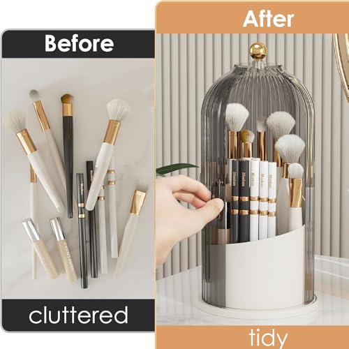 Wattlink 360° Rotating Makeup Brush Holder with Dustproof Lid