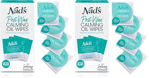 Nad's Post-Wax Calming Oil Wipes - Soothing Hair Removal Cleanser (40 Wipes)