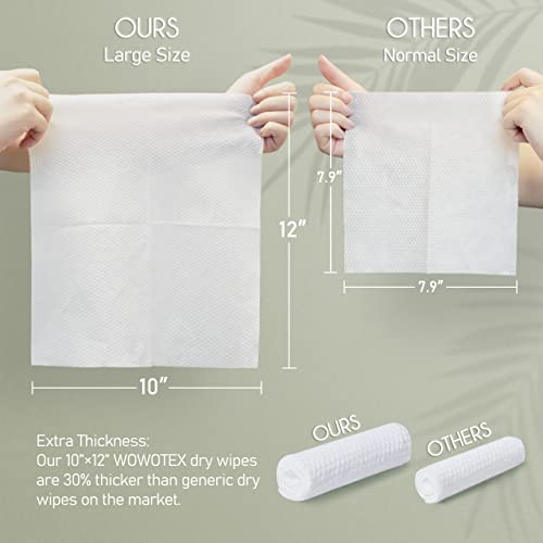 WOWOTEX Biodegradable Disposable Face Towels - Extra Thick Soft Dry Wipes