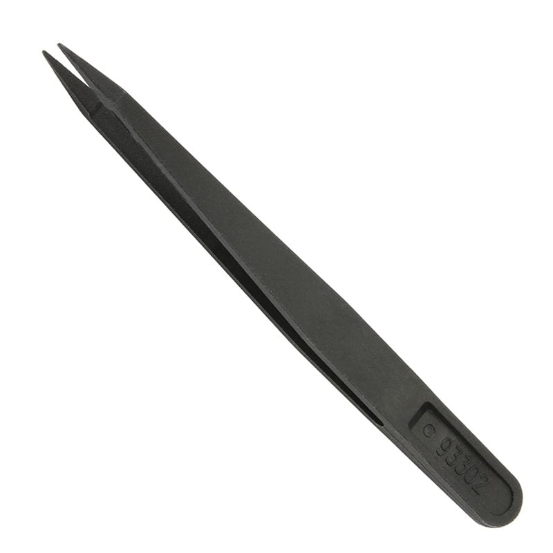 Auniwaig 20pcs Precision Plastic Tweezers, Slant Point Tip Anti-Static Tweezers for Jewelry Craft DIY Beauty Electronics Repair Tool, (4.7 Inch, Black02)