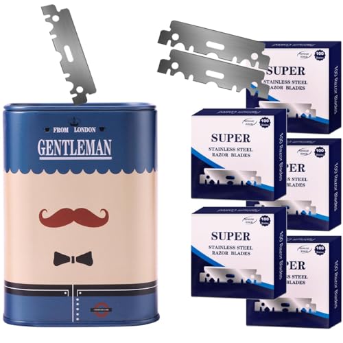 BARBERTOP 500 Single Edge Razor Blades with Stainless Steel Disposal Case
