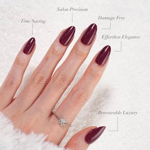 SXC Press On Nails Royal Rose - Short Almond Fake Nails 16 Sizes 160 pcs
