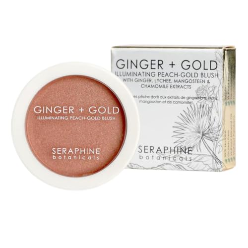 Seraphine Botanicals Ginger + Gold Peach & Gold Frosting Blush 0.11oz - Full Coverage Radiant Cheek Color, All Day Wear, All Skin Tones