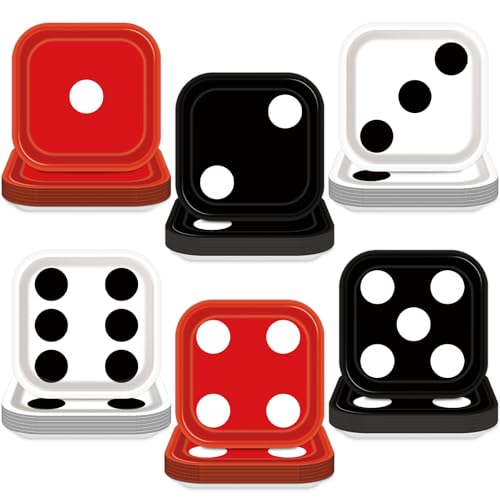 48PCS Casino Dice Paper Plates for Game Night Party Supplies