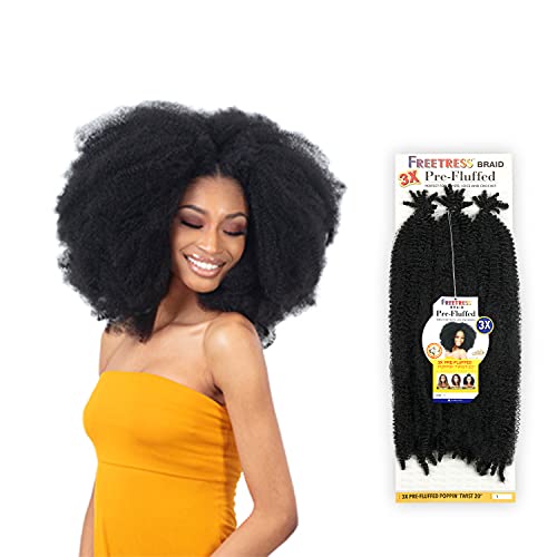 Freetress Poppin Twist Synthetic Crochet Braids - 20 Inch, 1B Off Black
