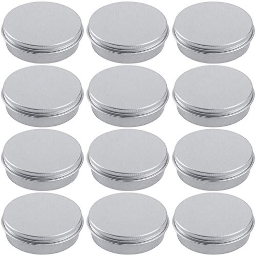 Hulless 4 oz Aluminum Tin Jars with Screw Lids - 12 Pack Refillable Tins