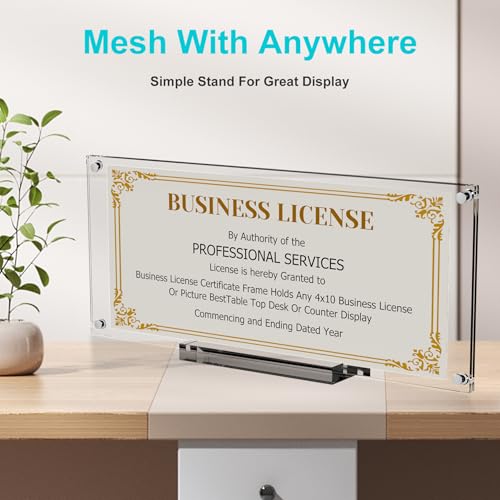 Boloyo Acrylic Business License Display Frame - 10 Inch Clear Holder