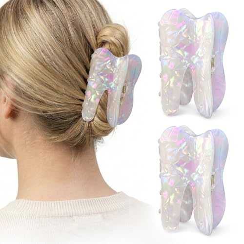 2 Pack Tooth-Shaped Hair Claw Clips for Thick & Curly Hair